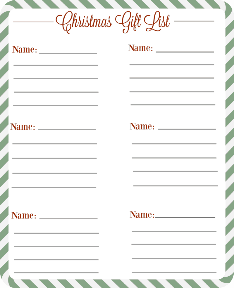 Christmas Gift Checklist Free Printable The Diary of a Real Housewife